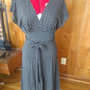 Vee front and back  long flowy Black dress